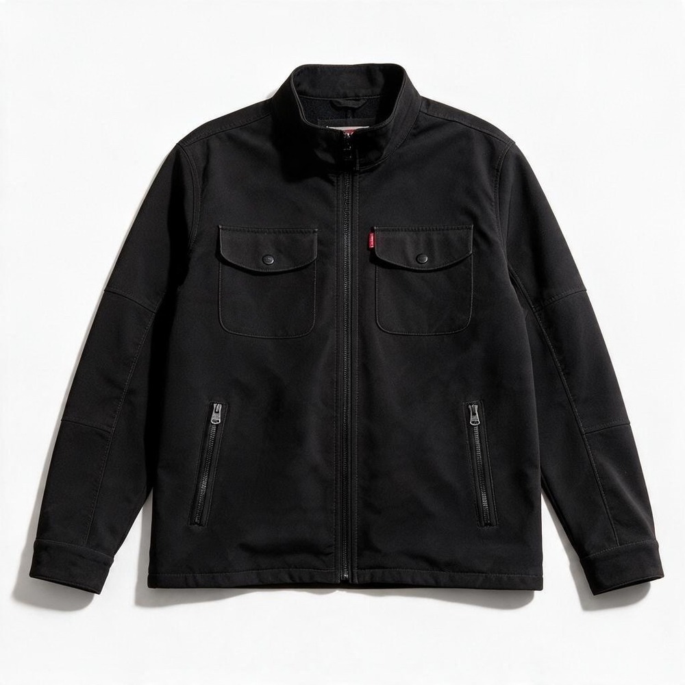 Levis Softshell Trucker Jacket Mens Large Black Full Zip Utility